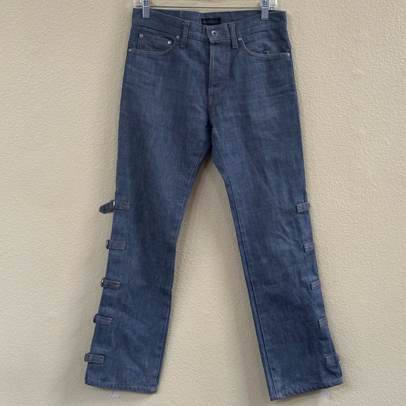 Morgan Homme 1990’s Gray Denim With Buckles On Legs Size Small (30 Waist) EUC! - Picture 4 of 14